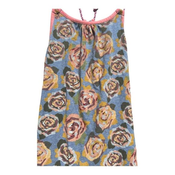 Matilda Jane Twister Tank Gray Blue Floral Roses Ruffle Tunic Top Size 10 - Picture 6 of 9